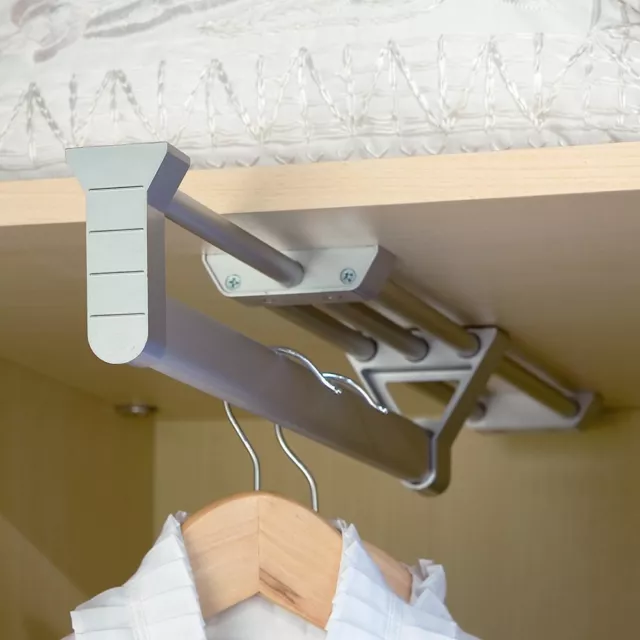 Wardrobe Pull Out Clothes Hanger Rail Organizer Rack Length 425mm Emuca 6916362