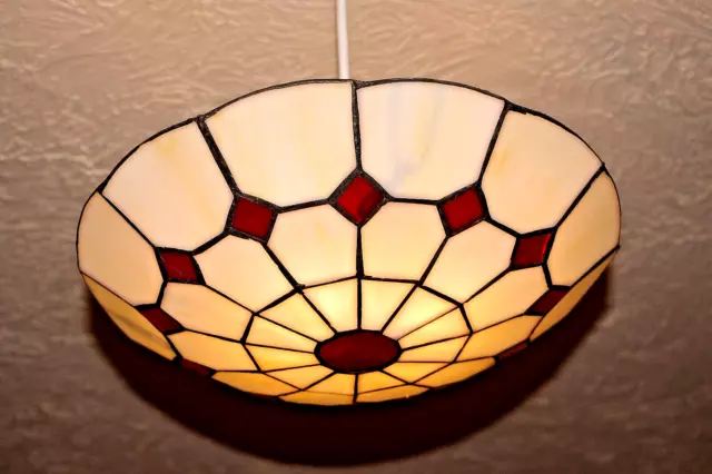 Retro stained glass ceiling light shade. Tiffany / art deco style. Lampshade