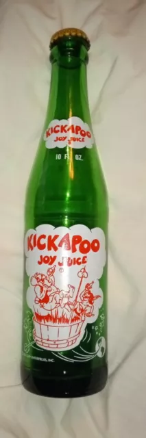 1965 Kickapoo Joy Juice Soda Pop Bottle & Cap Nice Graphics National Nugrape Co.