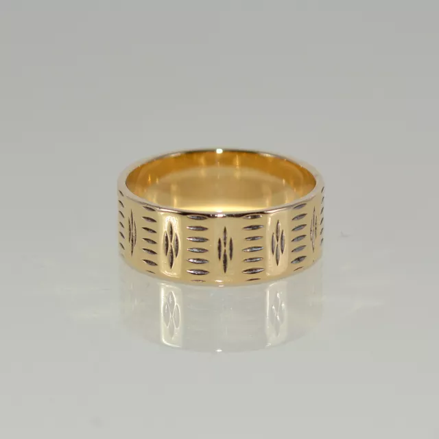 9ct Solid Yellow Gold Hallmarked Wide Band Ring Vintage