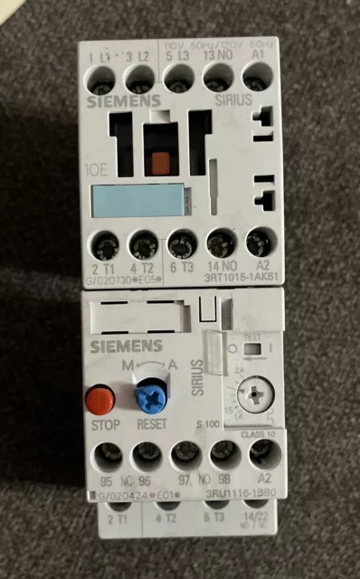 2-SIEMENS SIRIUS 3RU1116-1BB0 OVERLOAD RELAY 1.4-2A & 3RT1015-1AK61 (lot of 2)