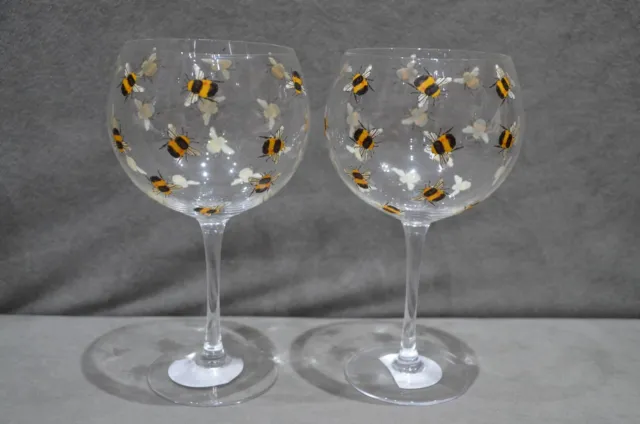 2x Bumble Bee Decal Botanical Gin Balloon Stem Glass Bowl Goblet Copa 65cl 650ml