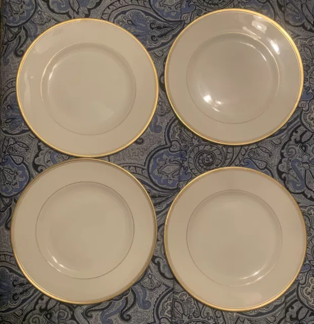 4 Syracuse China "Old Ivory" Dinner Plates OPCO Gold Trim