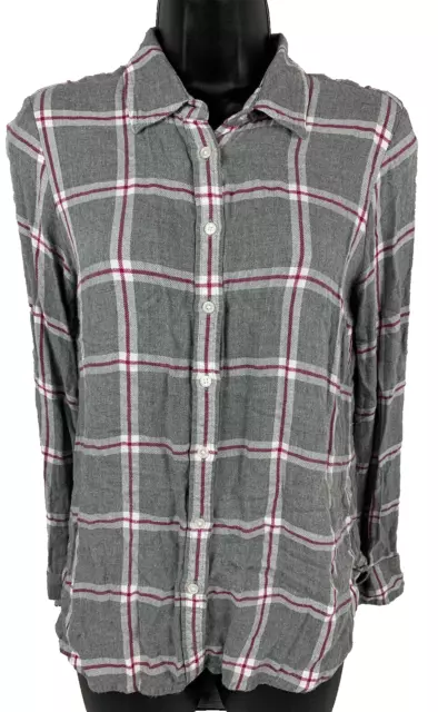 Banana Republic Flannel Shirt Womens Small Dillon Classic Fit Plaid Long Sleeve