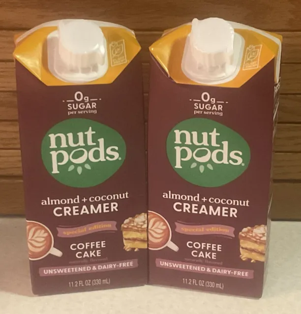 NEW Nut pods Coffee Cake Flavored Creamer Almond + Coconut No Sugar  Lot of 2