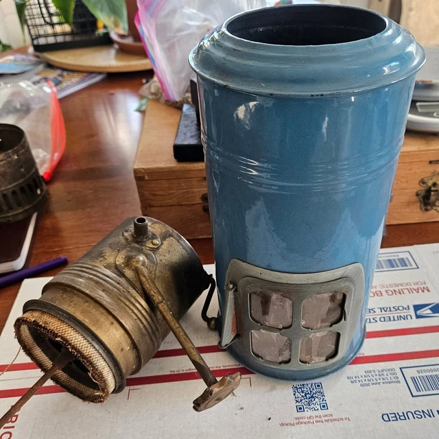 VTG PERFECTION KEROSENE Heater Parts Blue Enamel Chimney Antique Burner