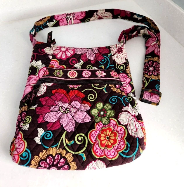 Vera Bradley  Mod Floral Pink retired pattern Med Hipster Shoulder/Crossbody EUC