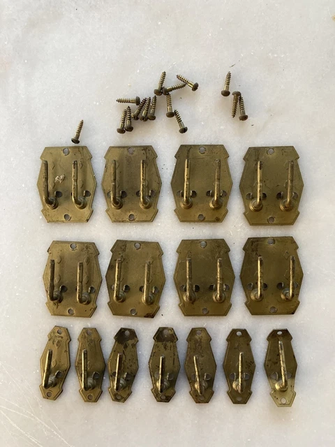 Antique Brass Curtain Drapery Rod Hooks Brackets Lot of  l5 Art Deco Salvage