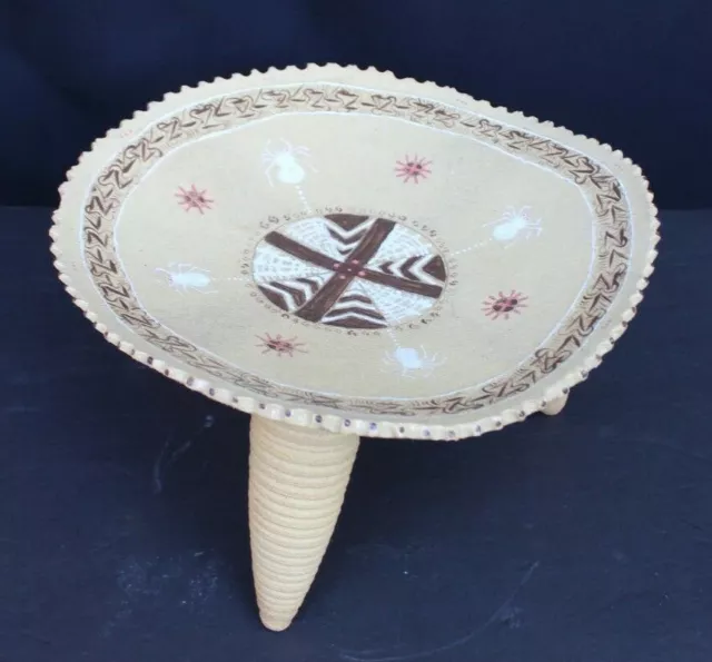 VTG Larger Ceramic Pottery 3 Legged Aztec Halloween Spider Bowl Candy Dish