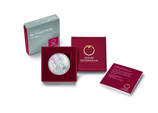 #Rm# Proof 10 Euro Commemorative Autriche 2024 - Peony - Argent