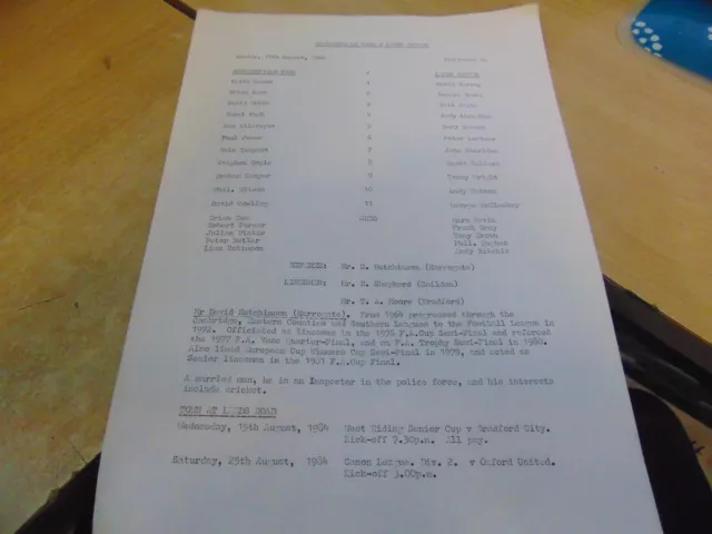 West Riding Senior Cup 1984/5 Huddersfield Town v Leeds United Aug 13 folded