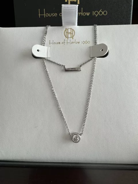 House of Harlow 1960 Double layered bar Sterling Silver necklace dainty