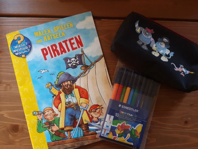 Mal-Set PIRATEN Malbuch & Fasermaler & Schlamper-Etui (ab 4 Jahren)