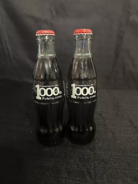 2 Publix 1000th Store St Augustine,FL 2009 Limited Coca-Cola 8oz Sealed bottle