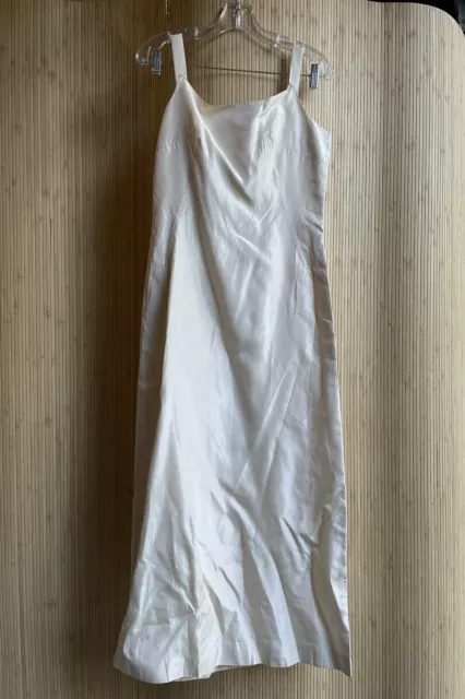 Cream Raw Silk Maxi Tank Dress