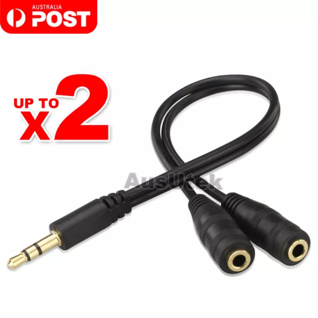 2 AUX Earphone Y Splitter 3.5mm Audio Cable Headphone Headset Auxiliary Adapter