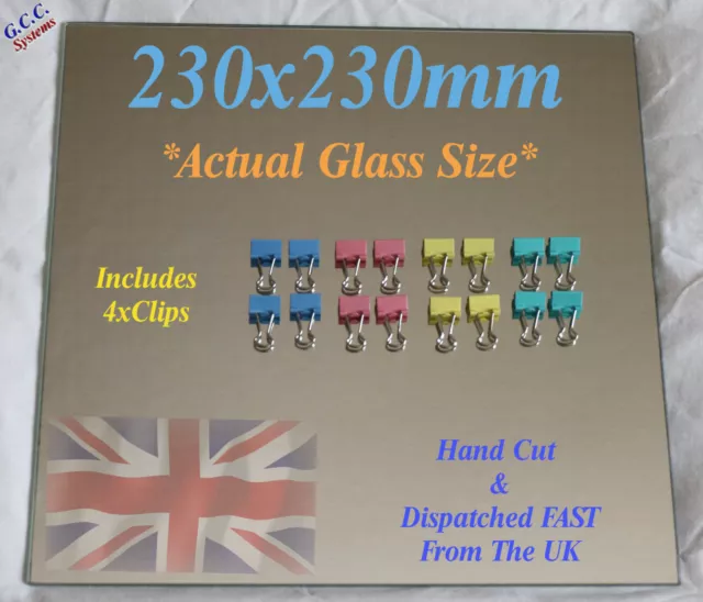 230 x 230mm Mirror Glass Plate For Heated 3D Printer Bed W Clips Creality Anet