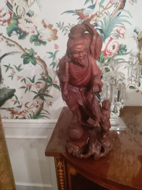 Chinese Antique Quality Detailed  Rosewood Figure Carved Statue