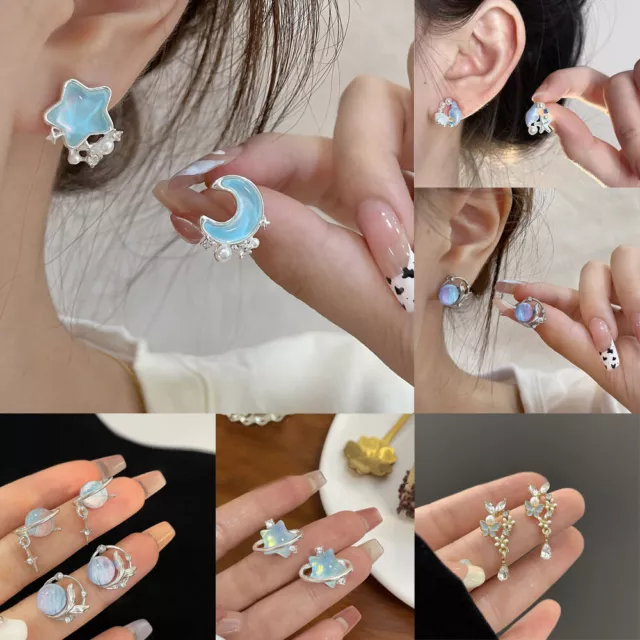 925 Sterling Silver Stud Earrings Crystal Pearl Star Moon Shell Jewellery Gift