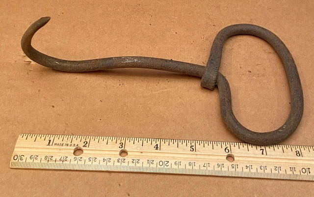 Antique Small Hand-Forged Wrought Iron Farm Hay Hook 8.5"