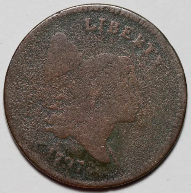 1797 Liberty Cap Half Cent - 1 Over 1 - Plain Edge - US 1/2c Copper Penny - L42 2