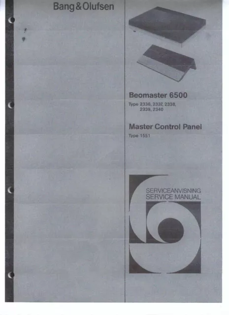 B & O Bang & Olufsen Service Manual für Beomaster 6500   english Copy