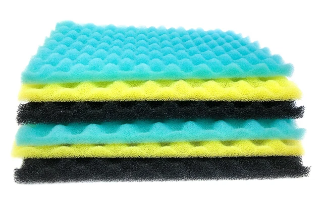 6 PCS Aquarium Bio Sponge Foam Filter Media Pad for Fish Tank Sump Pond 17"x11"