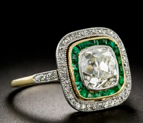 Art Deco Style 2CT Simulated Diamond Two-Tone Halo Engagement Ring In 925 Silver