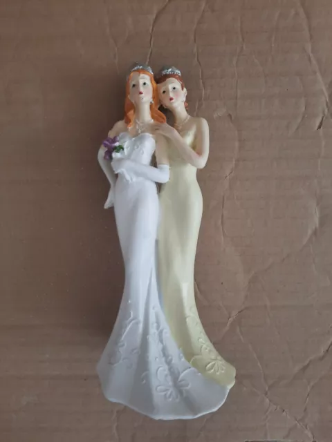 Couple de mariées deux femmes figurine en résine décoration gâteau de mariage