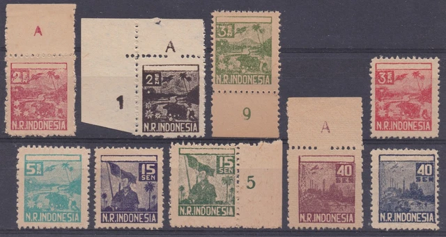 Sumatra DN 0126-0134 complete set Republik Indonesia ex Dutch East Indies