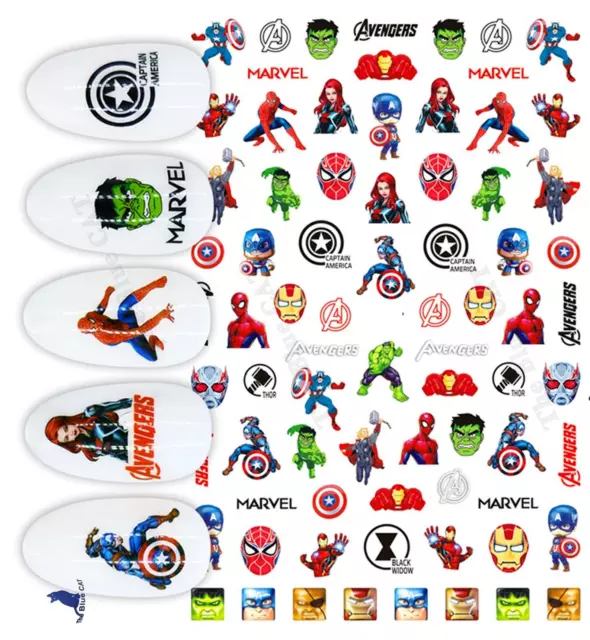 Nail Art Stickers Transfers Self Adhesive Marvels Avengers Spiderman Hulk Arts