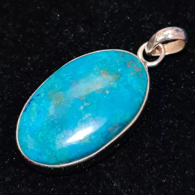 Shattuckite Pendant  Sterling Silver Amazing Gem From Arizona The Mine Shut 1930