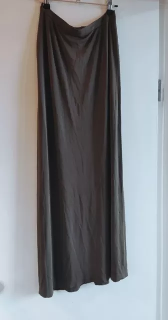 Rick Owens ARCHIVE long crepe knit skirt in khaki Vintage silk blend S 8 26"