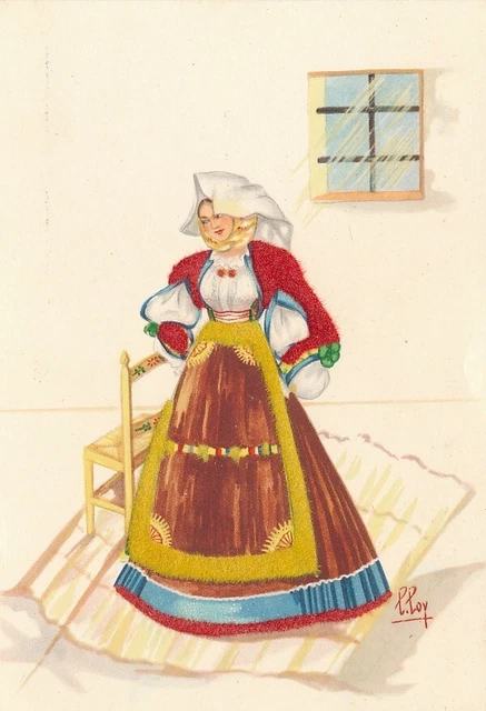 Cartolina Costumi Sardegna Atzara Tempera di Lola Loy Non Viaggiata
