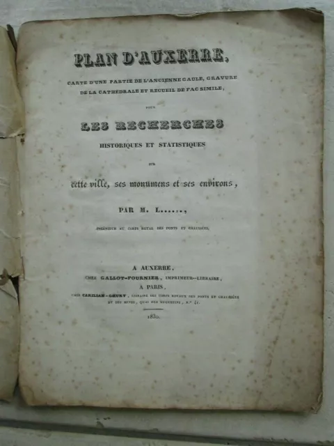 LEBLANC : PLAN D'AUXERRE, carte d'une partie de l'ancienne Gaule, 1830. 2