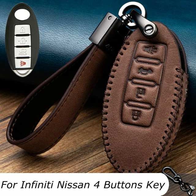 Genuine Leather Car Key Fob Case Cover For Infiniti Nissan Qashqai Altima Q50