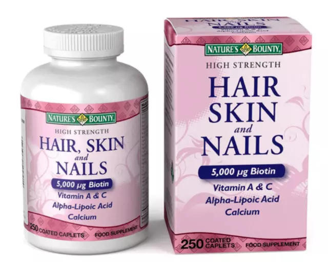 Nature's Bounty High Strength Hair Skin & Nails | 5000 Ug Biotin - 250 Caplets