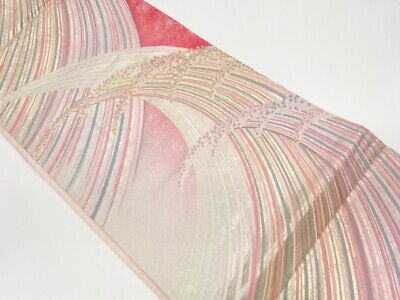 6309208: Japanese Kimono / Vintage Fukuro Obi / Woven Abstract Wave