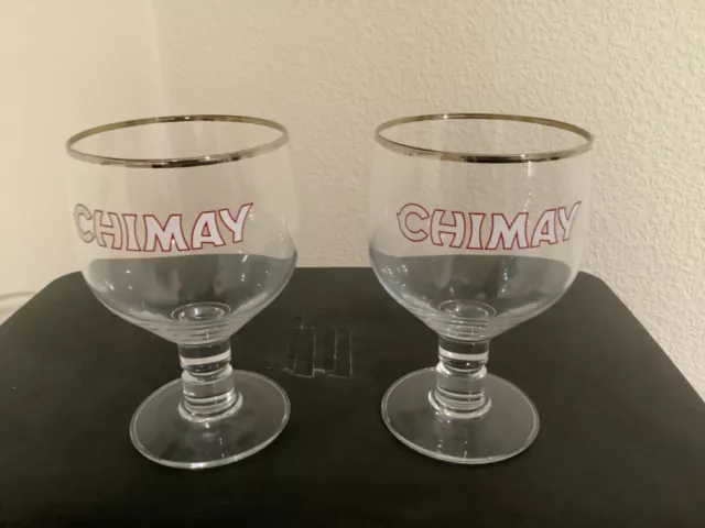 DUO DE VERRES A BIÈRE CHIMAY 33 cl argentés a l'extremité