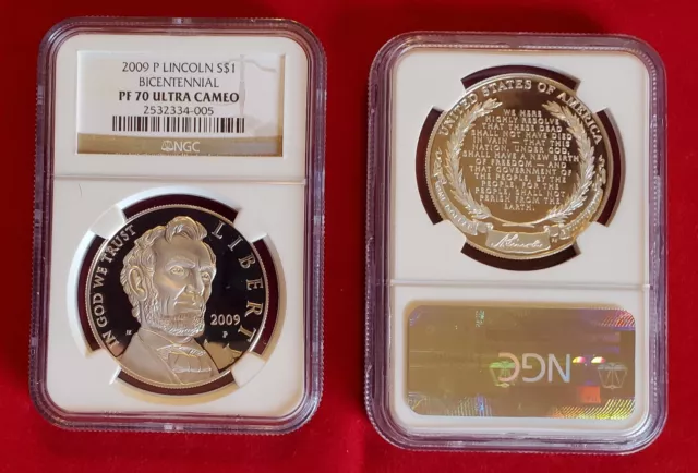 2009 Abraham Lincoln Commemorative Proof Silver Dollar NGC PF 70 Ultra Cameo A1