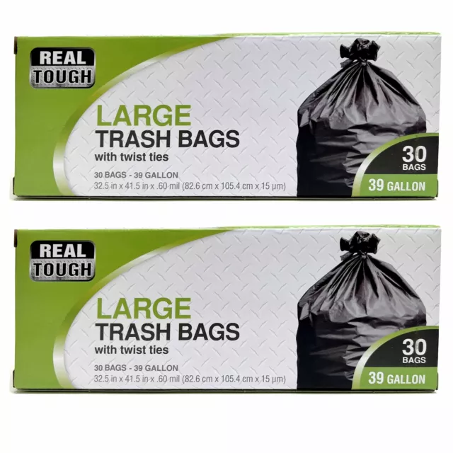 60 Ct Strong Lawn Leaf Trash Bags Heavy Duty Outdoor Yard Garbage 39 Gallon Each