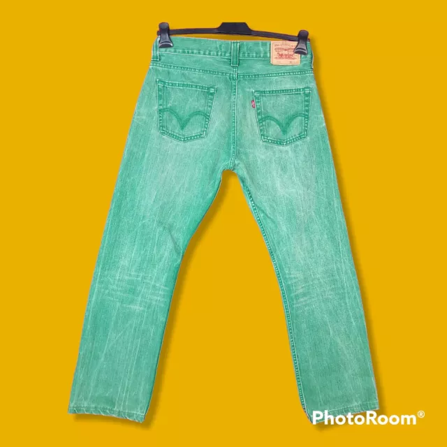Rarissimi Levi's 506 W34 Verde Smeraldo Pantaloni Jeans Pants Naif Washed Lavato