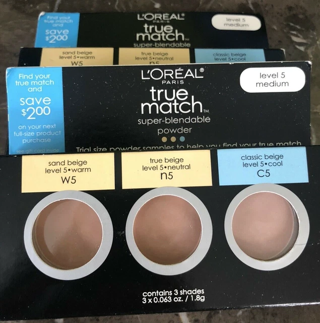 True Match Powder R5 LOREAL TRUE MATCH 3 Trial Size Super Blendable Powder Level 5 Medium £5 ...