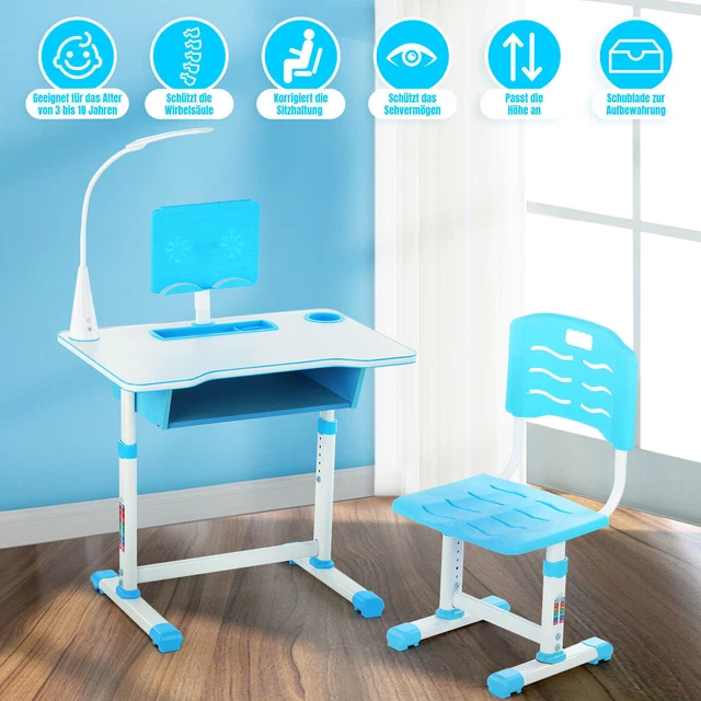 Set scrivania bambini con sedia e lampada regolabile in altezza scrivania studente