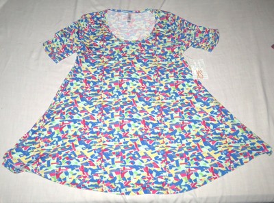 Lularoe TC médaillon Mosaïque Vitrail Kaléidoscope Rouge Jaune Bleu Taille Unique 