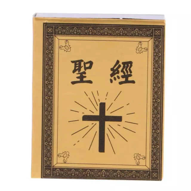 Miniatur-chinesisches Bibelbuch für Puppenhaus-Dekor, goldfarben,