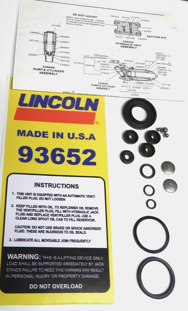 thumbnail image 2 of Fix Your Lincoln 2-Ton Floor Jack With This 93642 Seal Repair Kit + Decal 2 of 5