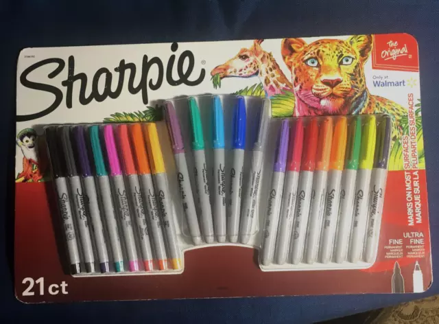 Sharpie Permanent Markers - Fine & Ultra-Fine Points, 21 Count Assorted