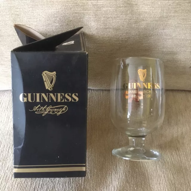 Vintage Guinness Glass In Box From Guinness Award Luncheon 14th July 1983.