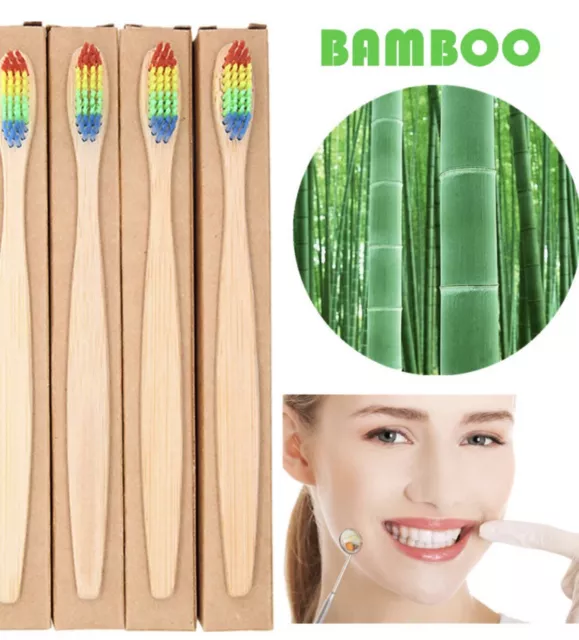 #Cepillo De Dientes Azdent 100% Natural Bambú/Madera Arco Iris Biodegradable Ecológico!